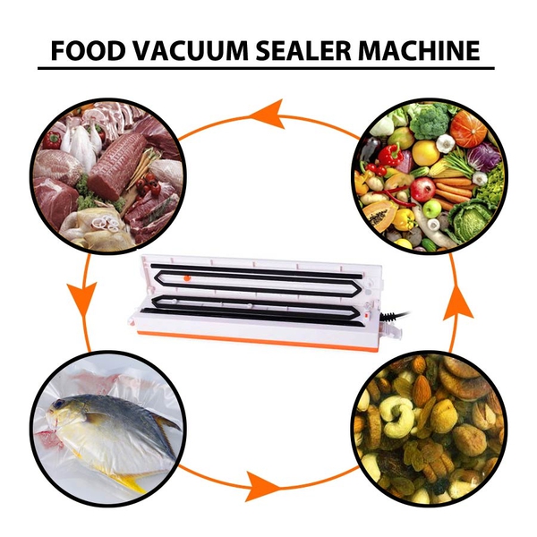 Multi-Functional Food Vacuum Sealer Machine With 2 Spare Sponges, One-touch automatic,10x Vacuum Bags With Intelligent LED Indicator Lights