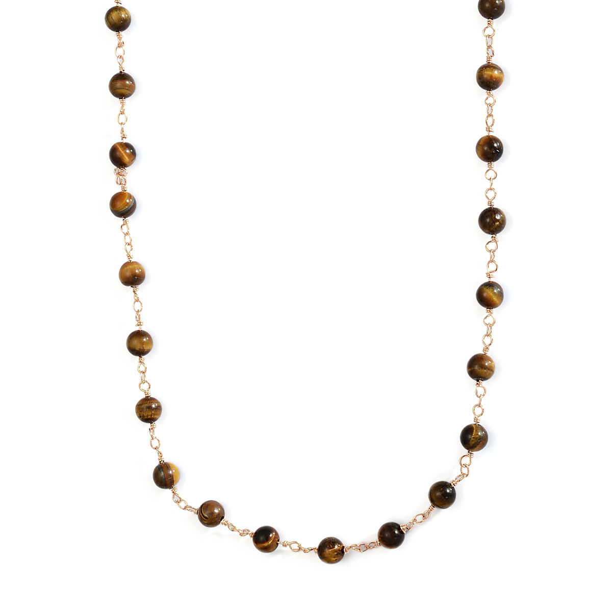 Tigers Eye Necklace (Size 36) in Rose Gold Tone 7.000 Ct.
