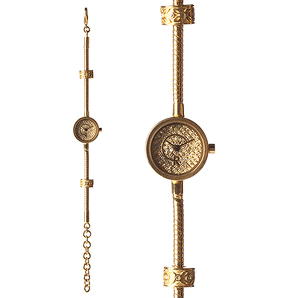 RACHEL GALLEY Japanese Movement 5 Micron Gold Plating Snake Bracelet Timepiece in Swaroski Crystal