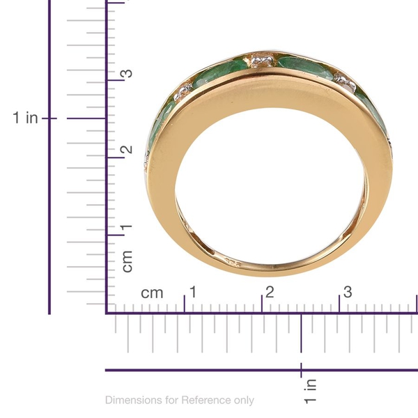 Kagem Zambian Emerald (Ovl), White Topaz Half Eternity Ring in 14K Gold Overlay Sterling Silver 1.750 Ct.
