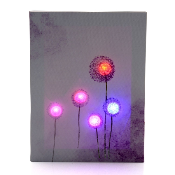 Home Decor - Dandelion Flower LED Prints Wall Hanging (Size 19.5x14.5 Cm)