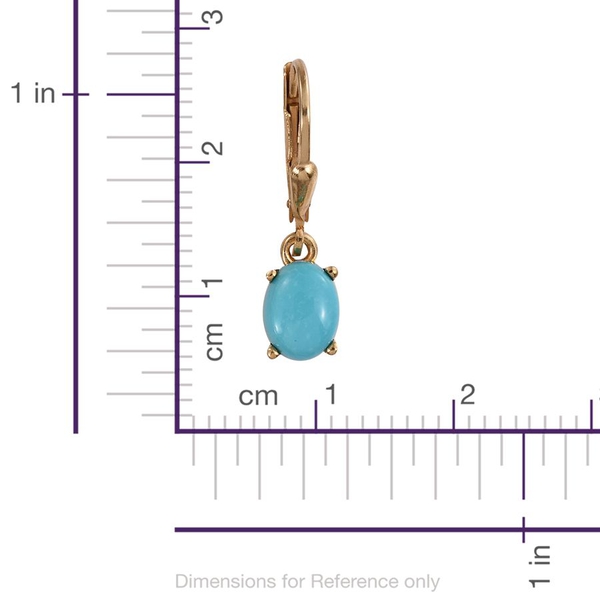 Sonoran Turquoise (Ovl) Lever Back Earrings in 14K Gold Overlay Sterling Silver 2.000 Ct.