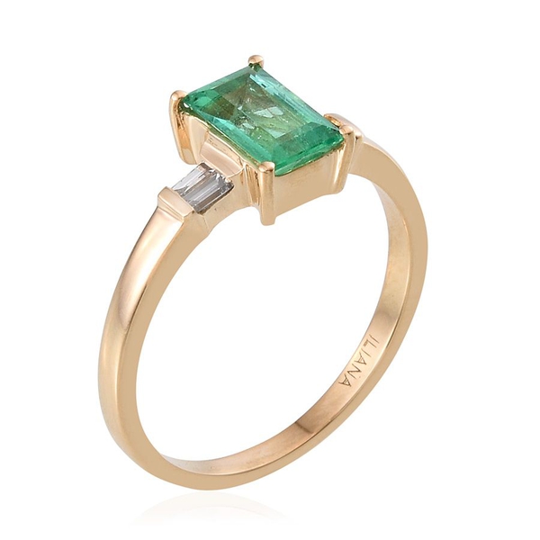 ILIANA 18K Y Gold Boyaca Colombian Emerald (Oct 1.04 Ct), Diamond Ring 1.200 Ct.