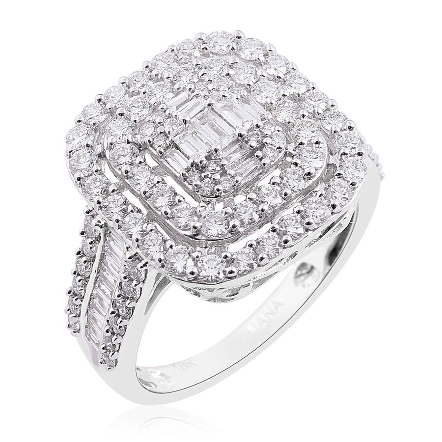 ILIANA 2 Ct Diamond Cluster Ring in 18K White Gold IGI Certified SI G-H ...