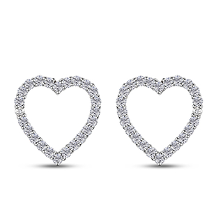 RHAPSODY 950 Platinum and IGI Certified Diamond (E-F/VS) Heart Earrings (with Screw Back) 0.50 Ct.