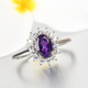 Amethyst and Natural Cambodian Zircon Ring in Platinum Overlay Sterling Silver 1.11 Ct.
