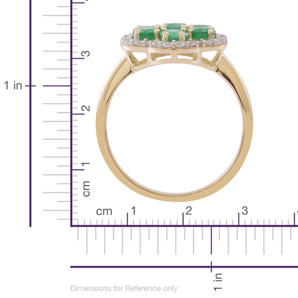 9K Y Gold AA Kagem Zambian Emerald (Ovl), Natural Cambodian White Zircon Ring 2.750 Ct.