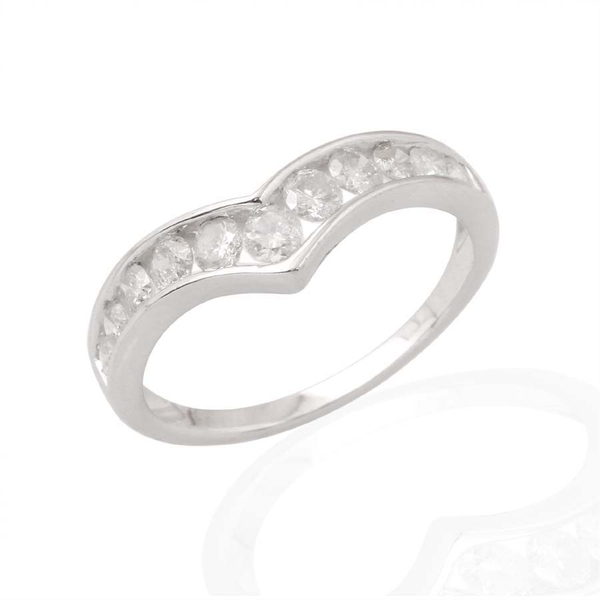 9K White Gold SGL Certified Diamond (Rnd) (I3/G-H) Wishbone Ring 0.500 Ct.