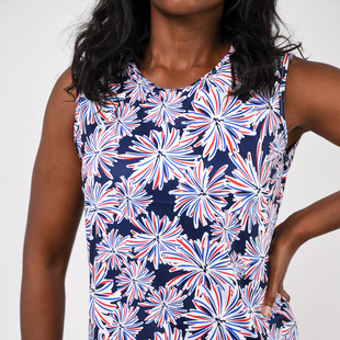 Aura Boutique Printed Sleeveless Top (Size S) - Navy