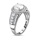 Moissanite Ring in Platinum Overlay Sterling Silver 1.96 Ct.