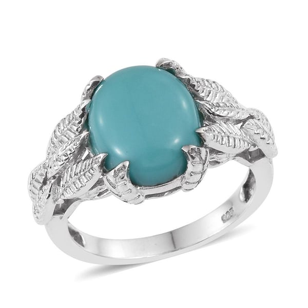 Sonoran Turquoise (Ovl) Solitaire Ring in Platinum Overlay Sterling Silver 3.750 Ct.