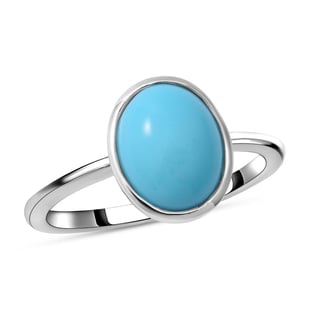 Arizona Sleeping Beauty Turquoise Ring in Rhodium Overlay Sterling Silver 1.75 Ct.