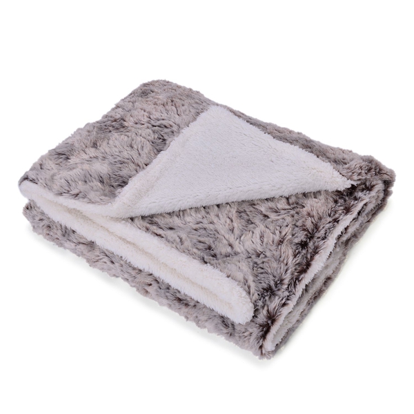 Superfine Microfibre Luxury Faux Fur reversible Sherpa Blanket (Size 200x150 Cm) White Wolf