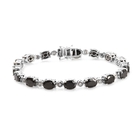 11.25 Ct Shungite and Zircon Tennis Bracelet in Platinum Plated Silver 14.27 Grams 8 Inch