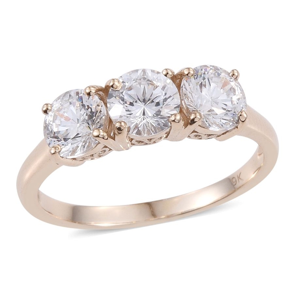 9K Y Gold (Rnd) Trilogy Ring Made with Finest CZ