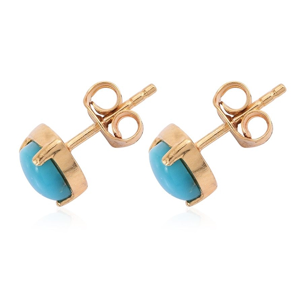 Kingman Turquoise (Trl) Stud Earrings (with Push Back) in 14K Gold Overlay Sterling Silver 1.250 Ct.