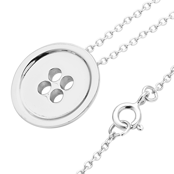 LucyQ Button Collection - Rhodium Overlay Sterling Silver Necklace (Size 18)