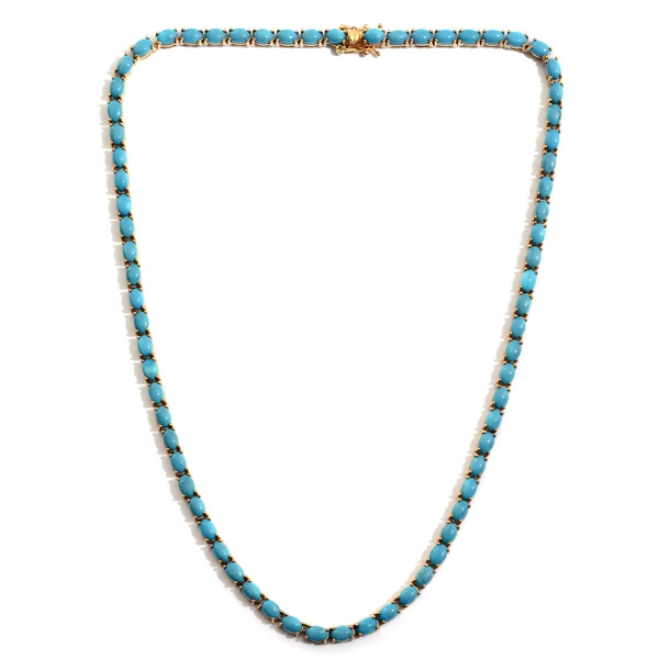 Arizona Sleeping Beauty Turquoise (Ovl) Necklace (Size 18) in 14K Gold Overlay Sterling Silver 35.00