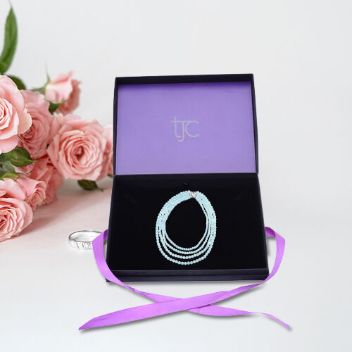 Luxury Black Necklace Gift Box With Purple Ribbon [22.1x17.1x4cm]