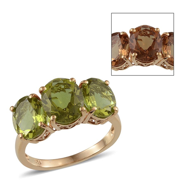 Alexite (Ovl 2.40 Ct) 3 Stone Ring in 14K Gold Overlay Sterling Silver 5.650 Ct.