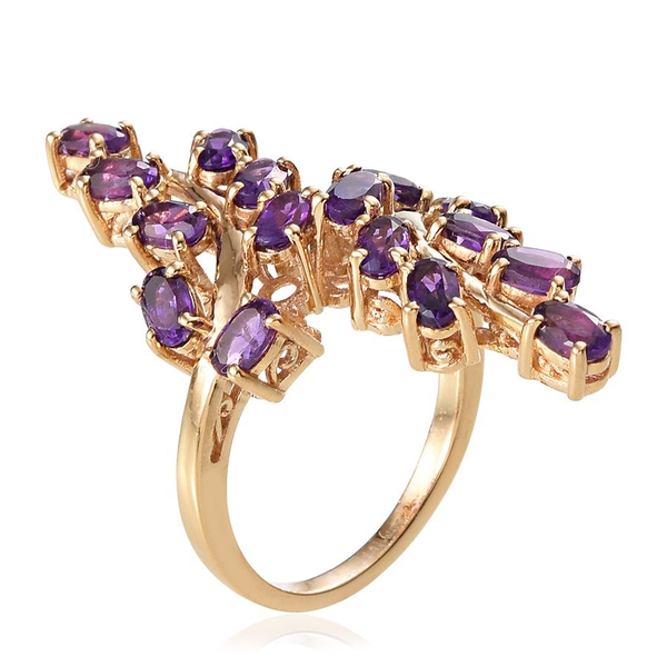 Lusaka Amethyst (Ovl) Crossover Ring in 14K Gold Overlay Sterling Silver 3.500 Ct.