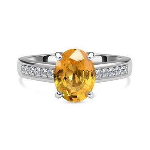 RHAPSODY 950 Platinum AAAA Yellow Sapphire and Diamond (VS/E-F) Ring 2.730 Ct.
