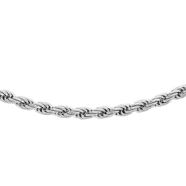 JCK Vegas Collection 9K White Gold Rope Chain Necklace Size 20 Inch, 4.70 Gms.