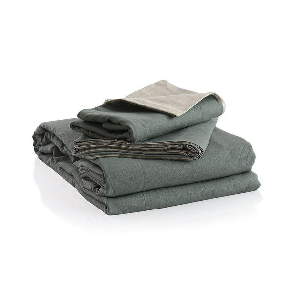 100% Cotton Green and Beige Colour Duvet Cover (Size 200 x 200 Cm) and 2 Pillow Case (Size 75x50 Cm)