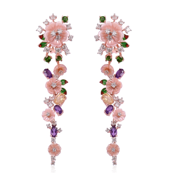 Jardin Collection - Pink Mother of Pearl, Citrine, Amethyst, Chrome Diopside and Multi Gemstone Enam