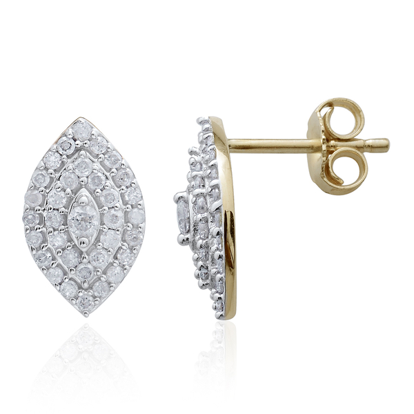 9K Y Gold SGL Certified Diamond (Rnd) (I3/G-H) Earrings (with Push Back) 0.500 Ct.