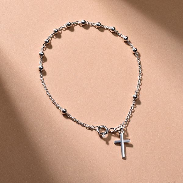 NY Close Out Deal - Sterling Silver Cross Bracelet (Size - 7.25)