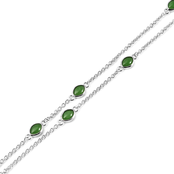Rachel Galley Venom (Snakes) Collection - Green Jade Pendant with Chain (Size 20/22/24) in Rhodium Overlay Sterling Silver 7.17 Ct, Silver wt 14.00 Gms