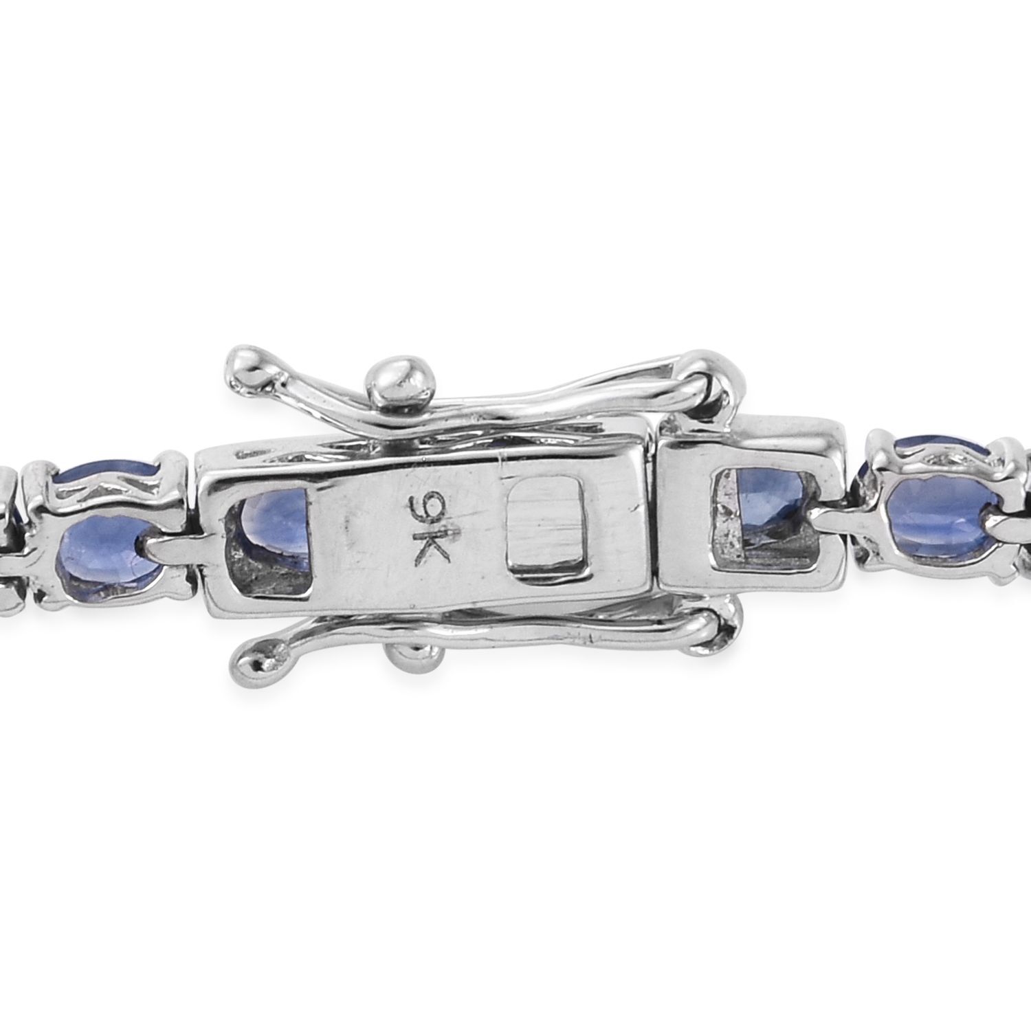 9K White Gold 9.50 Carat  AA Ceylon Blue Sapphire Oval Tennis Bracelet - Size 7.5