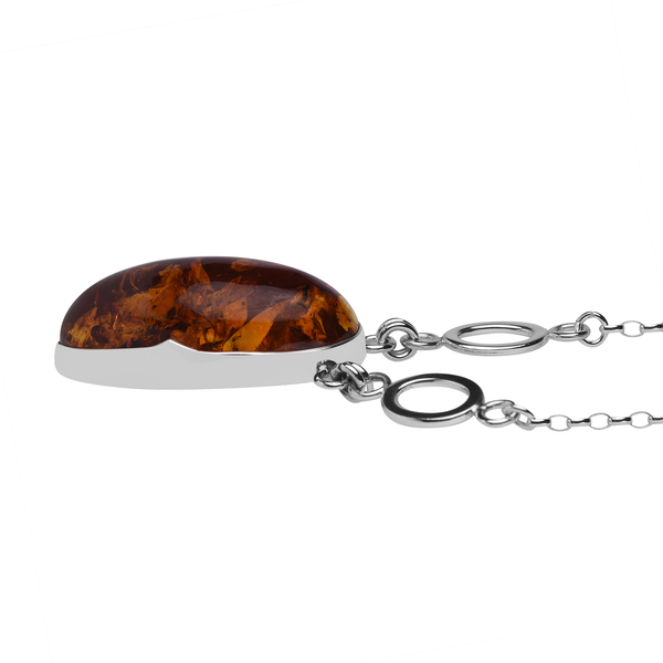 Natural Baltic Amber Necklace (Size 20 with 1 inch Extender) in Rhodium Overlay Sterling Silver, Silver Wt. 13.70 Gms