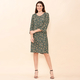 TAMSY 100% Viscose Floral Pattern Midi Dress - Dark Green