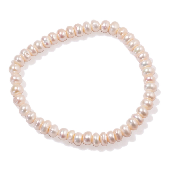 AAA Fresh Water White Pearl Necklace (Size 18) and Stretchable Bracelet in Sterling Silver 170.510 Ct.