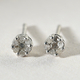 Diamond Pressure Set Floral Earrings (with Push Back) in Platinum Overlay Sterling Silver