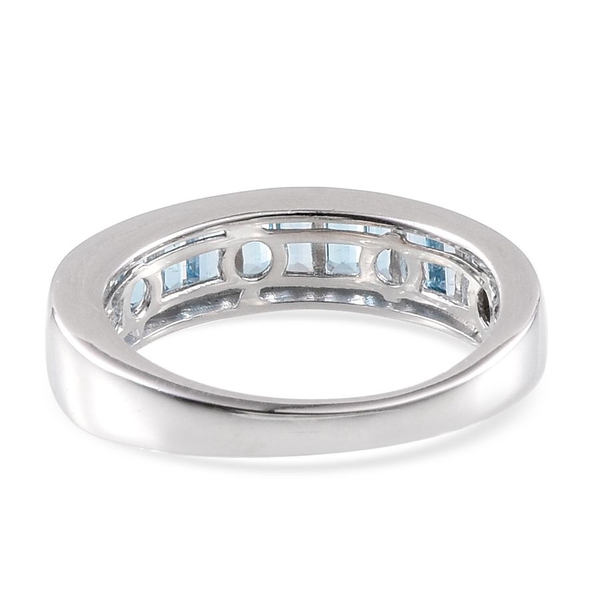 Electric Swiss Blue Topaz (Bgt) Half Eternity Band Ring in Platinum Overlay Sterling Silver 1.750 Ct.