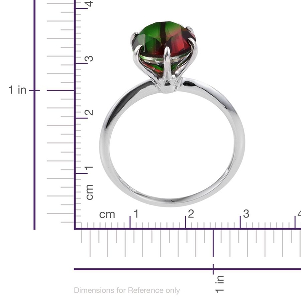 Bi-Color Tourmaline Quartz (Rnd) Solitaire Ring in Platinum Overlay Sterling Silver 4.250 Ct.