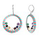 Multi Gemstones Circle Enamelled Earrings ( With Lever Back) in Silver Tone 8.35 Ct.