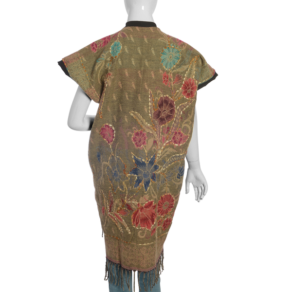 Floral Pattern Brown and Multi Colour Lily Kimono (Size 90x65 Cm)