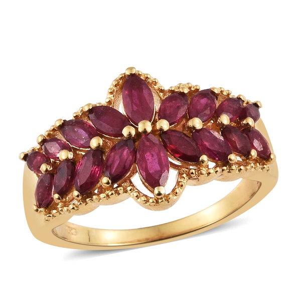 African Ruby (Mrq) Ring in 14K Gold Overlay Sterling Silver 3.000 Ct.