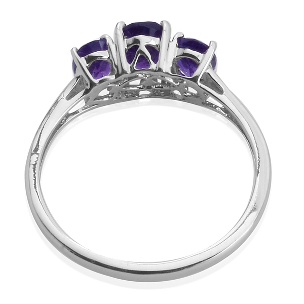 Zambian Amethyst (0.61 Ct) Platinum Overlay Sterling Silver Ring  1.360 Ct.