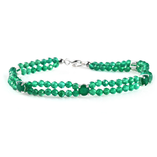 One Time Deal- Verde Onyx Beads Bracelet (Size - 7.5) in Sterling Silver 28.61 Ct.