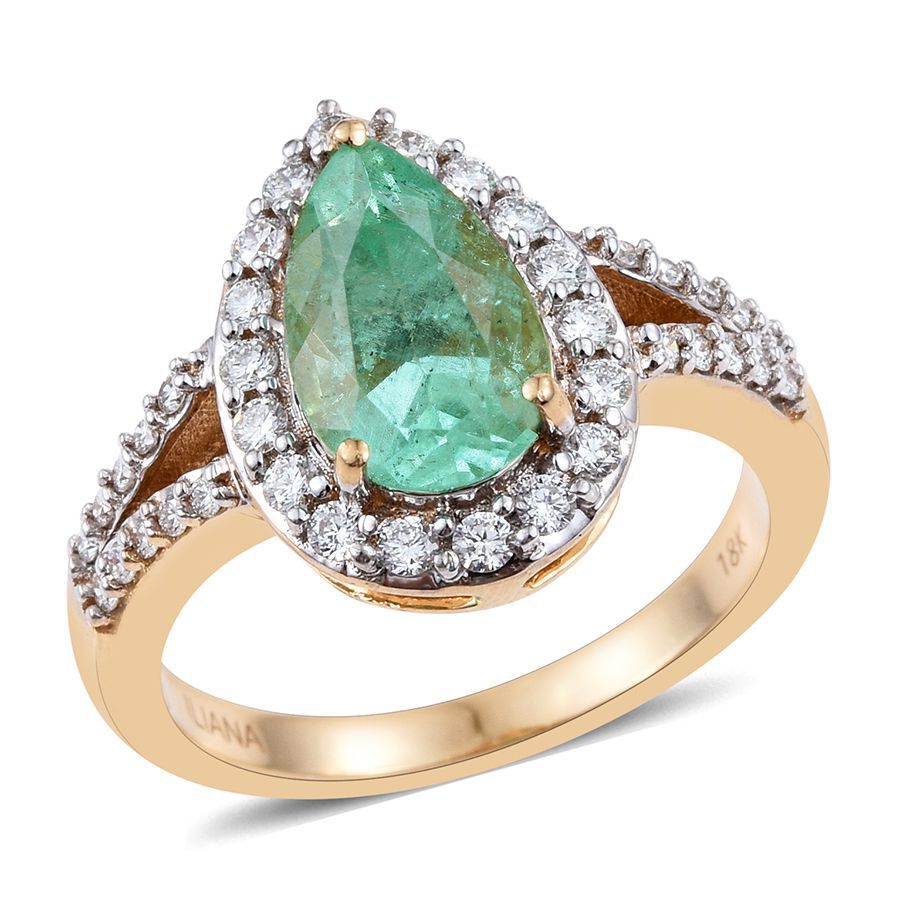 ILIANA 18K Y Gold AAA Boyaca Colombian Emerald (Pear 2.25 Ct), Diamond ...