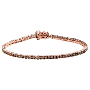 Natural Champagne Diamond Bracelet (Size - 7.5) in Rose Gold Overlay Sterling Silver 3.09 Ct, Silver