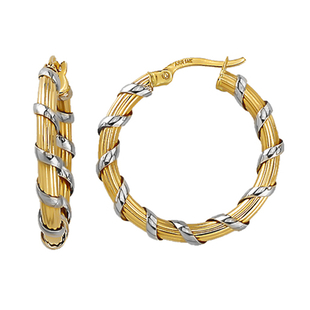 9K White & Yellow Gold Hoop Earrings (With Clasp), Gold Wt. 3.18 Gms