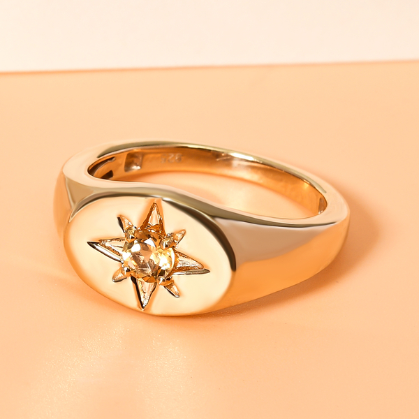 Citrine Solitaire Ring in Yellow Gold Overlay Sterling Silver