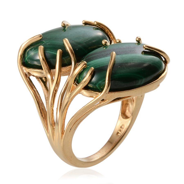 Malachite (Ovl) Ring in ION Plated 18K Y Gold Bond 27.000 Ct.