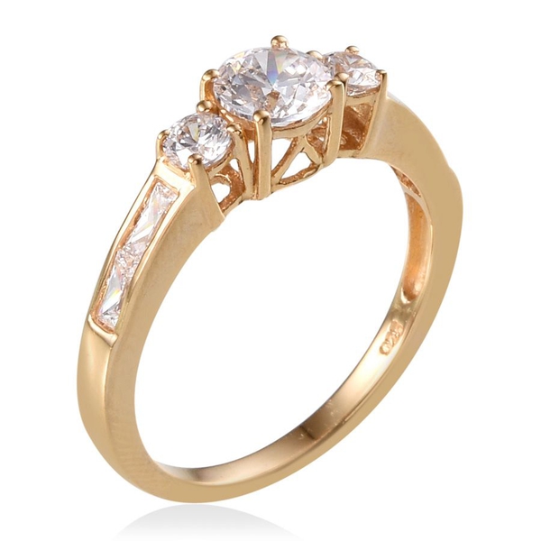 Lustro Stella - 14K Gold Overlay Sterling Silver (Rnd) Ring Made with Finest CZ 1.620 Ct.